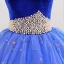 Elegant Kongeblå Quinceañera Ballkjoler 2018 Ballkjole Brodert Perle Suede Kjæreste Ryggløse Uten Ermer Lange Formelle Kjoler