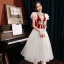 Lovely Burgundy Prom Dresses 2021 A-Line / Princess V-Neck Beading Short Sleeve Backless Bow Floor-Length / Long Formal Dresses