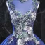 Vintage / Retro Royal Blue Prom Dresses 2020 Ball Gown High Neck Beading Rhinestone Lace Flower Sleeveless Backless Floor-Length / Long Formal Dresses