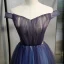 Chic / Belle Bleu Marine Dégradé De Couleur Robe De Soirée 2020 Princesse De l'épaule Manches Courtes Dos Nu Longue Robe De Ceremonie