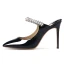 Modest / Simple Ivory Casual Womens Sandals 2020 Leather Rhinestone Buckle 10 cm Stiletto Heels Pointed Toe Sandals