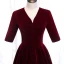 Modest / Simple Burgundy Evening Dresses  2020 A-Line / Princess V-Neck Suede 1/2 Sleeves Floor-Length / Long Formal Dresses