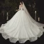 Luxus / Herrlich Ivory / Creme Brautkleider / Hochzeitskleider 2020 Ballkleid Off Shoulder Perlenstickerei Spitze Blumen Pailletten Kurze Ärmel Rückenfreies Kathedrale Schleppe