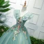 Flower Fairy Green Prom Dresses 2018 Ball Gown Appliques V-Neck Backless Sleeveless Floor-Length / Long Formal Dresses