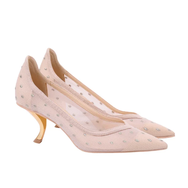 Eleganckie Ecru Przebili Buty Ślubne 2020 Z Koronki 6 cm Szpilki Szpiczaste Ślub Czółenka