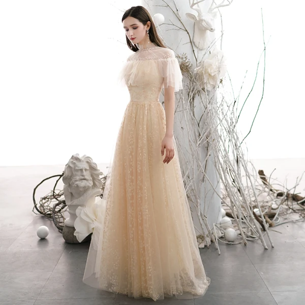 champagne embroidered dress CHAMPAGNE EMBROIDERED FEATHER DRESS | CULT MIA
