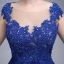Classy Royal Blue Evening Dresses  2020 A-Line / Princess Scoop Neck Rhinestone Lace Flower Sleeveless Floor-Length / Long Formal Dresses