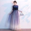 Fashion Sparkly Royal Blue Evening Dresses  2020 A-Line / Princess Scoop Neck Suede Lace Star Sequins 1/2 Sleeves Floor-Length / Long Formal Dresses