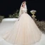 Charming Champagne Wedding Dresses 2020 Ball Gown Off-The-Shoulder Beading Lace Flower Sleeveless Backless Chapel Train