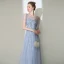 High-end Silver Handmade  Evening Dresses  2020 A-Line / Princess Scoop Neck Beading Rhinestone Sequins Short Sleeve Floor-Length / Long Formal Dresses