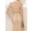 Luxe Scintillantes Champagne Robe De Soirée 2020 Trompette / Sirène Titulaire Fait main Perlage Paillettes Faux Diamant Sans Manches Fendue devant Train De Balayage Robe De Ceremonie