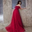Chic / Beautiful Burgundy Evening Dresses  2020 A-Line / Princess Spaghetti Straps Beading Crystal Sleeveless Backless Floor-Length / Long Formal Dresses