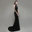 Sexy Couleur Unie Noire Robe De Soirée 2020 Trompette / Sirène Titulaire Perlage Sans Manches Dos Nu Train De Balayage Robe De Ceremonie