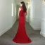 Chic / Belle Couleur Unie Rouge Robe De Soirée 2020 Trompette / Sirène Encolure Dégagée Sans Manches Fendue devant Train De Balayage Robe De Ceremonie