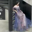 Fashion Purple Evening Dresses  2020 A-Line / Princess Spaghetti Straps Beading Sequins Lace Flower Short Sleeve Backless Floor-Length / Long Formal Dresses