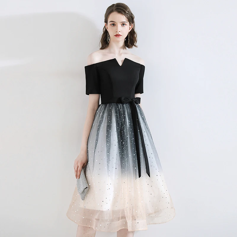 white and black homecoming dresses Hot Half Black Half White One shoulder Long Sleeves Mermaid Prom Dresses