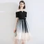 Fashion Black Homecoming Graduation Dresses 2020 A-Line / Princess Off-The-Shoulder Bow Star Sequins Short Sleeve Backless Knee-Length Formal Dresses