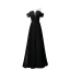 Elegant Black Evening Dresses  2020 A-Line / Princess Scoop Neck Beading Short Sleeve Backless Floor-Length / Long Formal Dresses