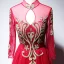 Chinese style Red Evening Dresses  2020 A-Line / Princess High Neck Beading Rhinestone Sequins Long Sleeve Floor-Length / Long Formal Dresses