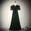Modest / Simple Burgundy Evening Dresses  2020 A-Line / Princess Spaghetti Straps Suede Bow Short Sleeve Backless Floor-Length / Long Formal Dresses
