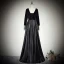 Modest / Simple Black Evening Dresses  2020 A-Line / Princess Suede V-Neck Long Sleeve Backless Floor-Length / Long Formal Dresses