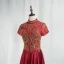 Vintage / Originale Style Chinois Doré En Dentelle Bordeaux Robe De Soirée 2020 Princesse Col Haut Perlage Paillettes Manches Courtes Dos Nu Longue Robe De Ceremonie