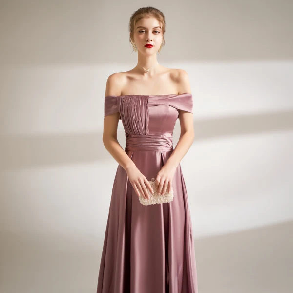 Modest / Simple Purple Evening Dresses Prom Dresses 2021 A-Line / Princess Off-The-Shoulder Short Sleeve Backless Floor-Length / Long Evening Party Formal Dresses