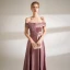 Modest / Simple Purple Evening Dresses  Prom Dresses 2021 A-Line / Princess Off-The-Shoulder Short Sleeve Backless Floor-Length / Long Evening Party Formal Dresses