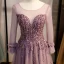 Élégant Lilas Robe De Bal 2020 Princesse Encolure Dégagée Perlage En Dentelle Cristal Manches Longues Dos Nu Train De Balayage Robe De Ceremonie