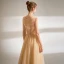 Chic / Beautiful Yellow Prom Dresses 2021 A-Line / Princess Scoop Neck Sleeveless Beading Pearl Sequins Floor-Length / Long Prom Formal Dresses