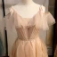 Mode Champagne Robe De Soirée 2020 Princesse Bretelles Spaghetti Sans Manches Dos Nu Volants en Cascade Longue Robe De Ceremonie
