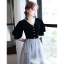 Chic / Beautiful Black Glitter Flower Evening Dresses  2020 A-Line / Princess V-Neck Floor-Length / Long Prom 1/2 Sleeves Backless Suede Formal Dresses