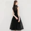 Modest / Simple Homecoming Little Black Dress 2020 A-Line / Princess High Neck Star Lace Sleeveless Knee-Length Graduation Dresses