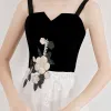 Fashion Ivory Homecoming Graduation Dresses 2020 A-Line / Princess Star Lace Spaghetti Straps Sleeveless Backless Lace Flower Tea-length Formal Dresses