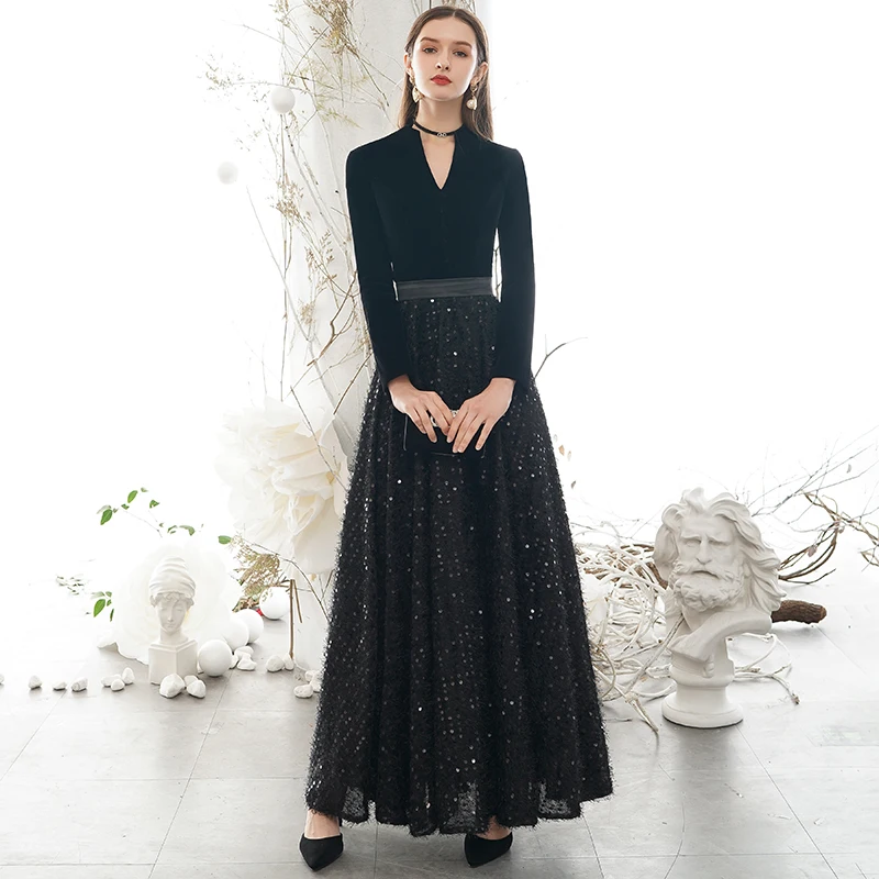 knee length dresses for ladies Modest Long Formal Dress with Long Sleeves– PromGirl