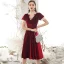 Classy Burgundy Homecoming Graduation Dresses 2020 A-Line / Princess Suede High Neck Beading Rhinestone Short Sleeve Backless Knee-Length Formal Dresses
