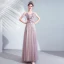 Chic / Belle Violet Robe De Bal 2020 Princesse V-Cou Appliques En Dentelle Fleur Perlage Cristal Manches Courtes Dos Nu Longue Robe De Ceremonie