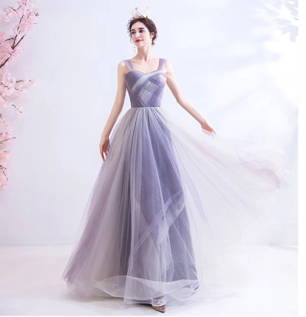 Classy Lavender Prom Dresses 2020 A-Line / Princess Square Neckline Sleeveless Backless Floor-Length / Long Formal Dresses