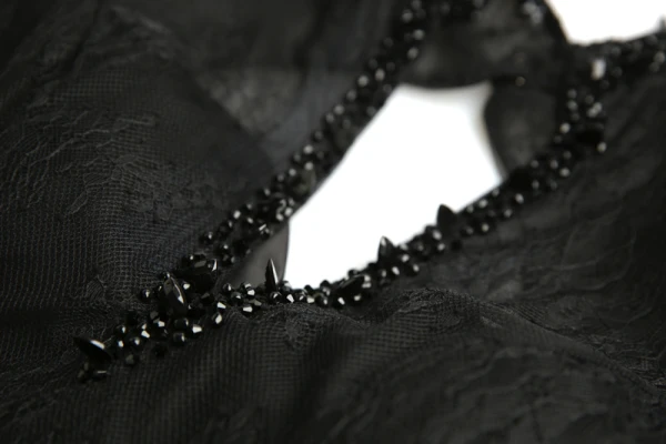 Modest / Simple Vintage / Retro Black Prom Dresses 2021 A-Line / Princess V-Neck Beading Lace Flower Short Sleeve Backless Floor-Length / Long Evening Party Formal Dresses