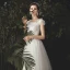 Simple Ivoire Tachetée Robe De Mariée 2020 Princesse Encolure Carrée Mancherons Dos Nu Longue