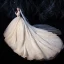 Charming Champagne Wedding Dresses 2020 Ball Gown High Neck Beading Lace Flower Cap Sleeves Backless Cathedral Train