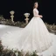 Classy Ivory Wedding Dresses 2020 Ball Gown High Neck Beading Sequins Lace Flower 3/4 Sleeve Backless Chapel Train