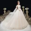 Élégant Ivoire Robe De Mariée 2020 Robe Boule V-Cou Perlage Appliques En Dentelle Fleur Sans Manches Dos Nu Chapel Train