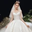 Luxe Glitter Ivoire Robe De Mariée 2020 Robe Boule V-Cou Perlage Cristal Paillettes Manches Courtes Dos Nu Royal Train