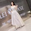 Chic / Beautiful Grape Prom Dresses 2020 A-Line / Princess Off-The-Shoulder Glitter Beading Pearl Short Sleeve Backless Floor-Length / Long Formal Dresses