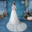 Élégant Ivoire Robe De Mariée 2020 Princesse Encolure Dégagée Faux Diamant En Dentelle Fleur Manches Courtes Tribunal Train