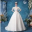 Chic / Belle Ivoire Robe De Mariée 2020 Robe Boule Encolure Carrée Noeud En Dentelle Fleur Manches Courtes Dos Nu Tribunal Train