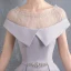Chic / Beautiful Grey Homecoming Graduation Dresses 2018 A-Line / Princess Rhinestone Sash Scoop Neck Short Sleeve Tea-length Formal Dresses