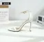 Enkla Svarta Casual Sandaler Dam 2020 Ankelband 10 cm Stilettklackar Peep Toe Högklackade