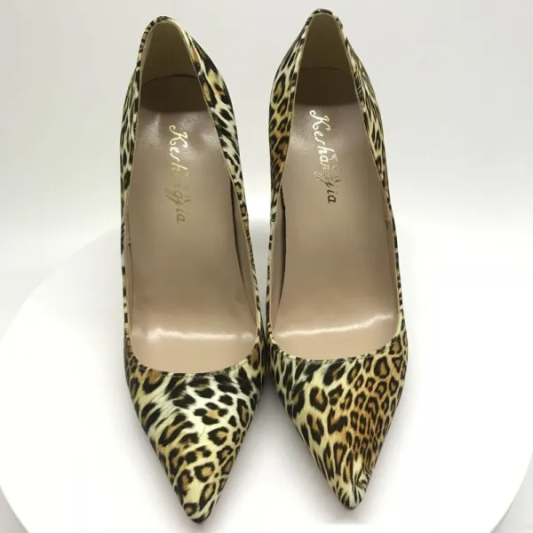 Unieke Luipaard Print Rave Club Pumps 2020 12 cm Naaldhakken / Stiletto Spitse Neus Pumps
